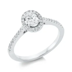 Ring Oval aus 750 Gold Weißgold 37 Diamanten 0,64ct TW-SI B:8,7mm