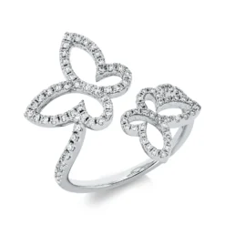 Ring Schmetterling aus 750 Weißgold 87 Brillanten 0,36ct TW-SI B:21,1mm