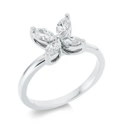 Ring Schmetterling 750 Weißgold 4 Diamanten Navette-Schliff 0,58ct TW-SI B:9,1mm