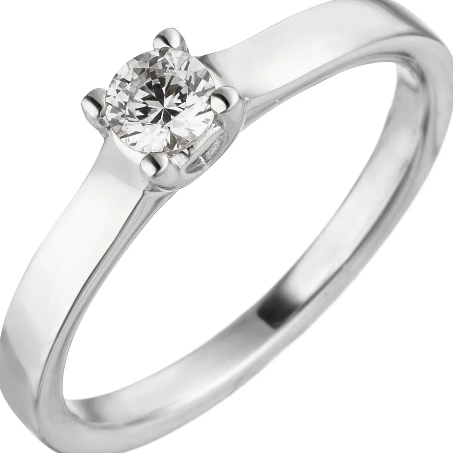 Ring Solitär Diamant 0.25Ct W/SI Brillant schlicht 585 Gold Weißgold Rosegold