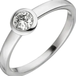 Ring Solitär mit Diamant 0.25Ct TC/SI Brillant 585 Gold Weißgold Weißgoldring