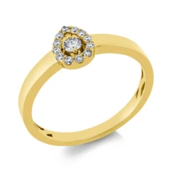Ring Tropfen aus 750 Gold Gelbgold 13 Brillanten 0,16ct TW-SI B:7,2mm