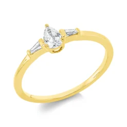 Ring Tropfen aus 750 Gold Gelbgold 3 Diamanten 0,25ct TW-SI B:5,2mm