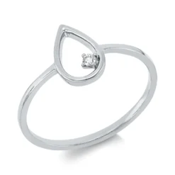 Ring Tropfen aus 750 Gold Weißgold Brillant 0,02ct TW-SI B:9,5mm 4er-Krappe