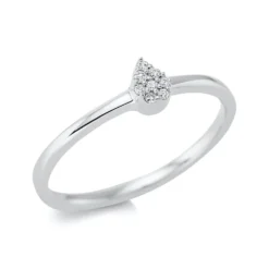 Ring Tropfen aus 750 Gold Weißgold 8 Brillanten 0,04ct TW-SI B:4,8mm