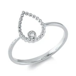 Ring Tropfen aus 750 Gold Weißgold Brillant 0,03ct TW-SI B:10,9mm Zarge