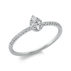 Ring Tropfen aus 750 Gold Weißgold 24 Diamanten 0,21ct TW-SI B:5,9mm