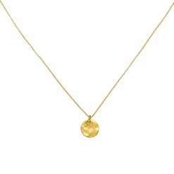 Rundankerkette Collier 750 Gold Gelbgold mit Anhänger rund matt gehämert 45cm