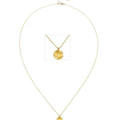 Rundankerkette Collier 750 Gold Gelbgold mit Anhänger rund matt gehämert 45cm