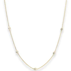 Rund-Ankerkette Goldkette mit Zirkonia Collier aus 585 Gold Gelbgold 45cm