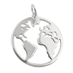 Runder Anhänger Atlas Weltatlas 20mm aus 925 Silber glänzend