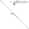 Schildband Armband Armschmuck Herz Glasstein 925 Silber 12-14cm