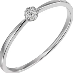 Schmaler Ring 585 Gold Weißgold 7 Diamanten 0.04Ct Brillanten B: 3,2mm