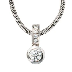 Schmuck Anhänger 5,6x12,1mm 6 Diamanten 0.2Ct Brillanten 585 Gold Weißgold