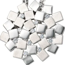 Schmuck Anhänger 35,6x32,5mm mit 11 Zirkonia 925 Echt Silber teilmattiert