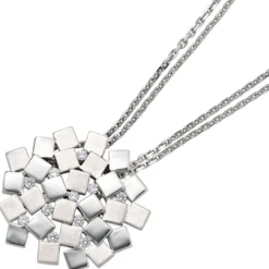 Schmuck Anhänger 35,6x32,5mm mit 11 Zirkonia 925 Echt Silber teilmattiert