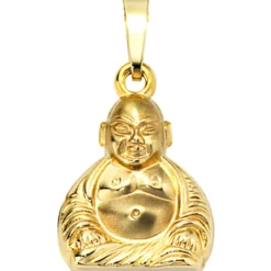 Schmuck-Set, Anhänger Buddha auf 1,3mm Panzerkette 333 Gold Gelbgold 50cm