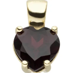 Schmuck-Set aus 333 Gold Gelbgold Granat-Herzen Ohrstecker Anhänger Kette 45cm