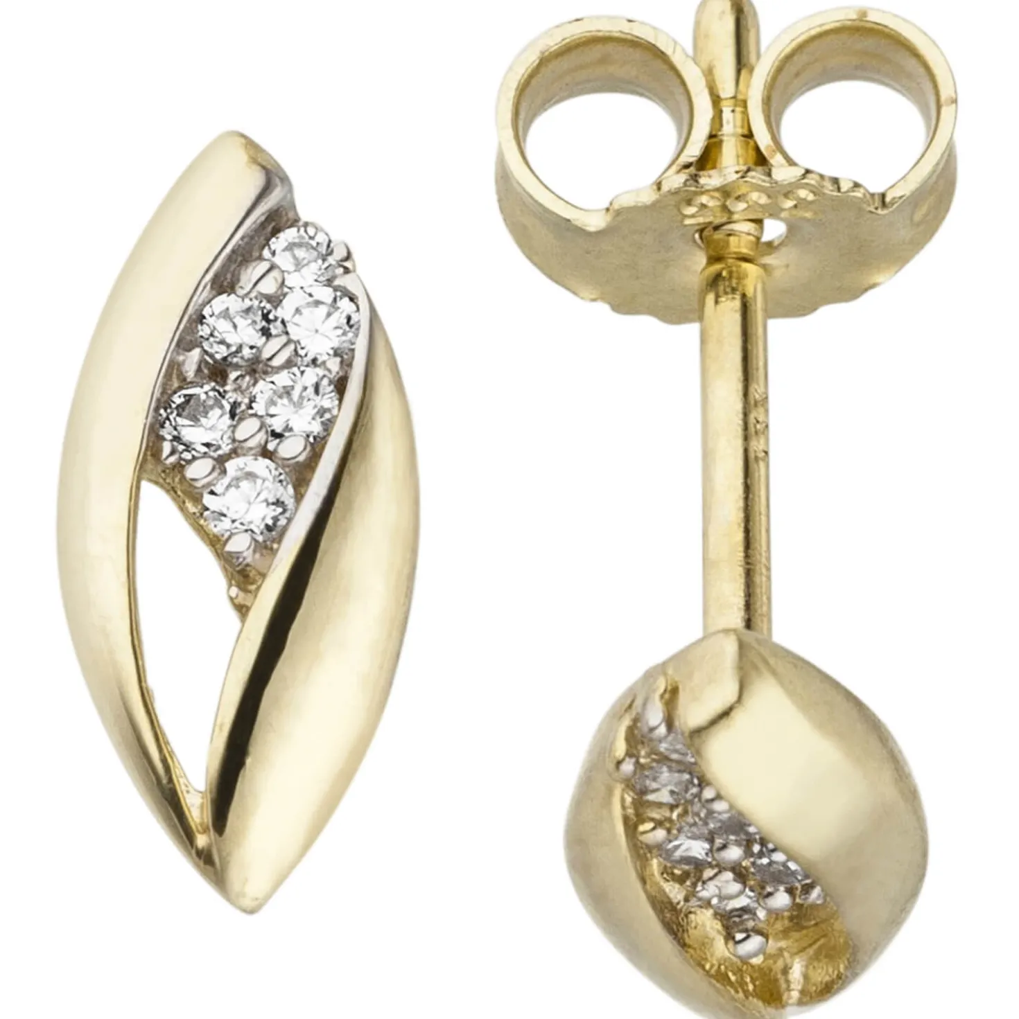 Schmuck-Set aus 333 Gold Gelbgold mit Zirkonia Ohrstecker Anhänger Kette 45cm