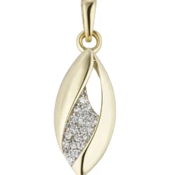 Schmuck-Set aus 333 Gold Gelbgold mit Zirkonia Ohrstecker Anhänger Kette 45cm