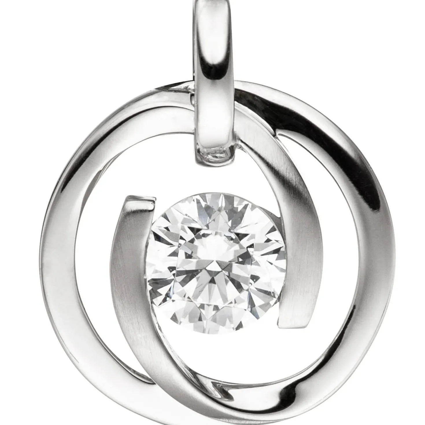 Schmuck-Set aus 333 Gold Weißgold 3 Zirkonia Ohrringe Anhänger und Kette 42cm