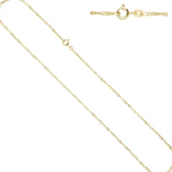Schmuck-Set 585 Gelbgold 3 Perlen Diamanten 0.01Ct Ohrringe Anhänger Kette 45cm