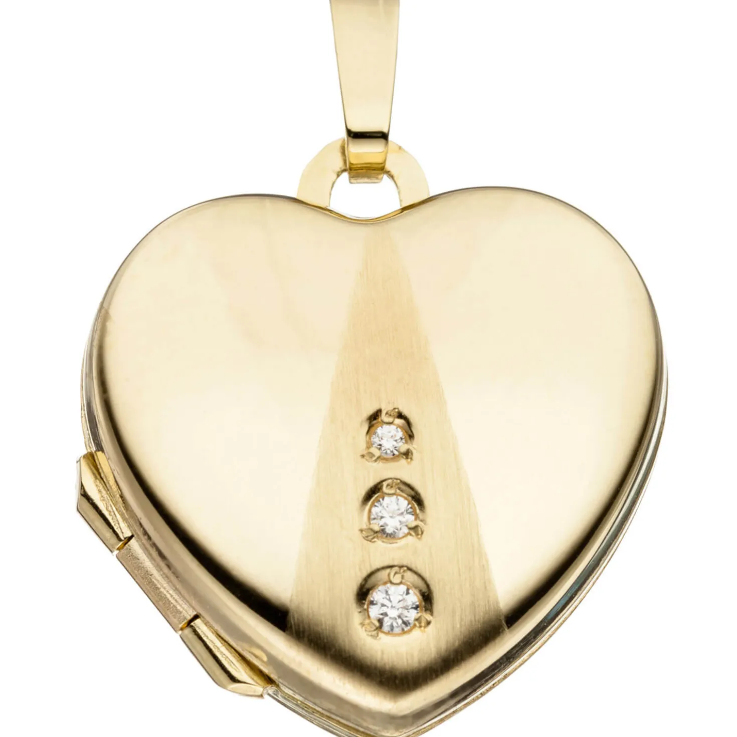 Schmuck-Set, Medaillon Herz für 2 Fotos 1,3mm Panzerkette 333 Gold Gelbgold 50cm