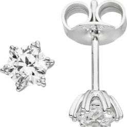 Schmuck-Set Stern 333 Gold Weißgold mit Zirkonia Ohrstecker Anhänger Kette 42cm