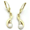 Schöne Ohrhänger 30x6mm Ohrringe Brisur aus 375 Gelbgold & Süßwasser-Perlen