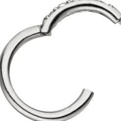Segmentring aus Edelstahl mit weißen Swarovski-Elements, mit Scharnier