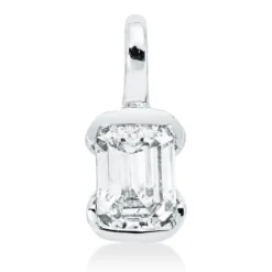 Solitaire Anhänger 750 Weißgold Diamant Smaragd-Schliff 0,18ct TW-SI 8,3x3,5mm