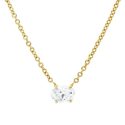 Solitaire Collier aus 585 Gelbgold Diamant Oval-Schliff 0,47ct TW-VSI/SI L:45,7cm