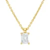 Solitaire Collier aus 750 Gelbgold Diamant Smaragd-Schliff 0,5ct F-VSI L:45cm
