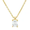 Solitaire Collier aus 750 Gelbgold Diamant Smaragd-Schliff 0,4ct TW-VSI L:45cm