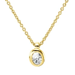 Solitaire Collier aus 750 Gelbgold Diamant Oval-Schliff 0,12ct TW-SI L:45cm Zarge