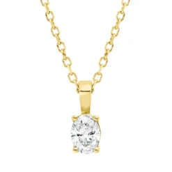 Solitaire Collier aus 750 Gelbgold Diamant Oval-Schliff 0,2ct TW-SI L:45cm