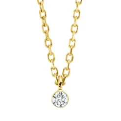 Solitaire Collier aus 750 Gold Gelbgold Brillant 0,05ct TW-SI L:45cm