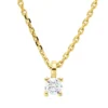 Solitaire Collier aus 750 Gold Gelbgold Brillant 0,15ct TW-SI L:45cm 4er-Krappe