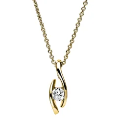 Solitaire Collier aus 585 Gold Gelbgold Brillant 0,2ct TW-SI L:45cm