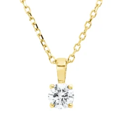 Solitaire Collier aus 750 Gold Gelbgold Brillant 0,2ct TW-SI L:45cm 4er-Krappe