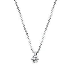Solitaire Collier aus 750 Gold Weißgold Brillant 0,05ct TW-SI L:42cm 6er-Krappe