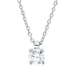 Solitaire Collier aus 750 Gold Weißgold Brillant 0,25ct TW-SI L:45cm 4er-Krappe
