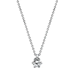 Solitaire Collier aus 750 Gold Weißgold Brillant 0,15ct TW-SI L:42cm 6er-Krappe