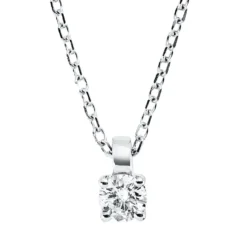 Solitaire Collier aus 750 Gold Weißgold Brillant 0,1ct TW-SI L:45cm 4er-Krappe