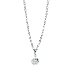 Solitaire Collier aus 750 Gold Weißgold Brillant 0,16ct TW-SI L:45cm