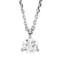 Solitaire Collier aus 750 Gold Weißgold Brillant 0,7ct F-SI L:45cm 3er-Krappe