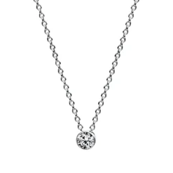 Solitaire Collier aus 750 Gold Weißgold Brillant 0,1ct TW-SI L:43cm Zarge