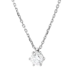 Solitaire Collier aus 750 Gold Weißgold Brillant 0,71ct TW-SI L:45cm 6er-Krappe