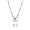 Solitaire Collier aus 750 Weißgold Diamant Smaragd-Schliff 0,2ct TW-SI L:45cm