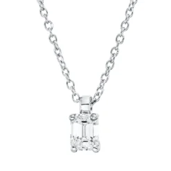 Solitaire Collier aus 750 Weißgold Diamant Smaragd-Schliff 0,27ct TW-SI L:45cm